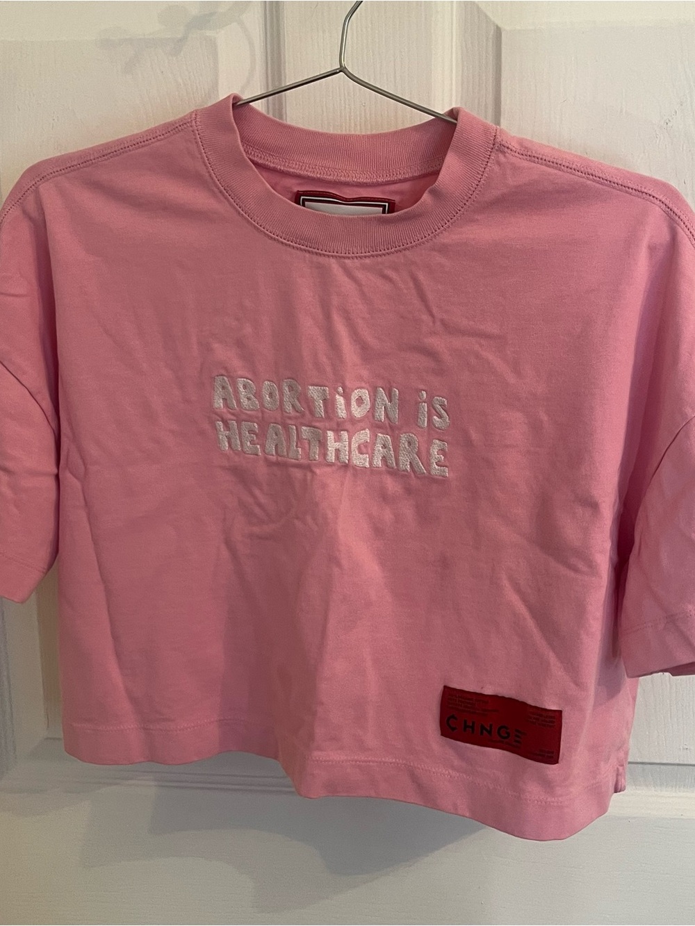 CHNGE Pink Cropped Tee